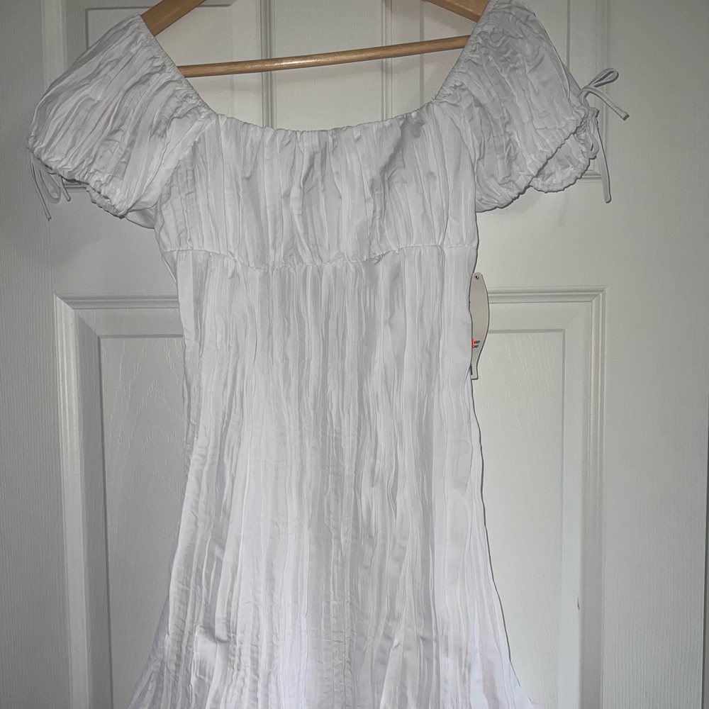 White Tie Back Mini Dress